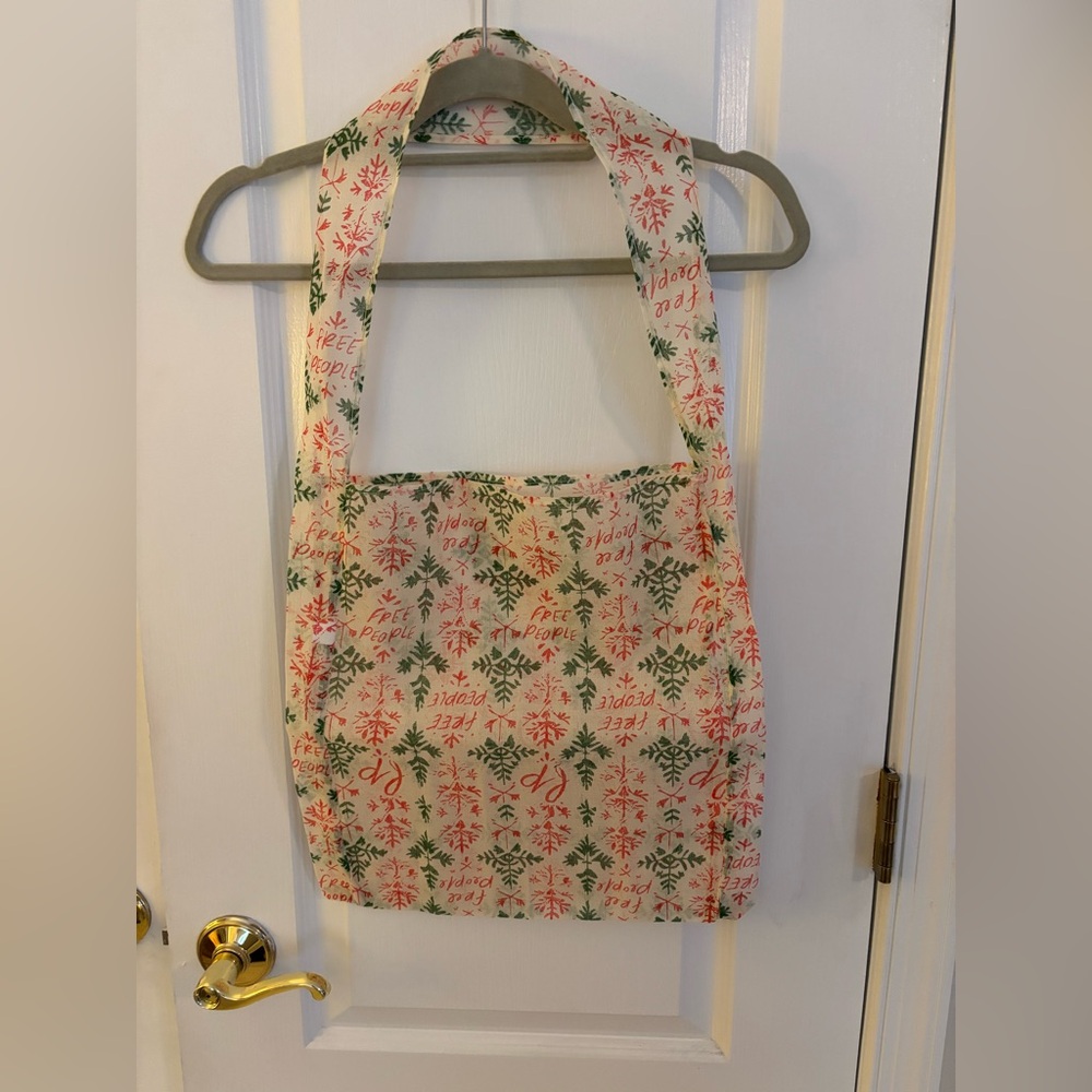 Two Free People Festive Beige, Red and Green Holiday Totes  2025